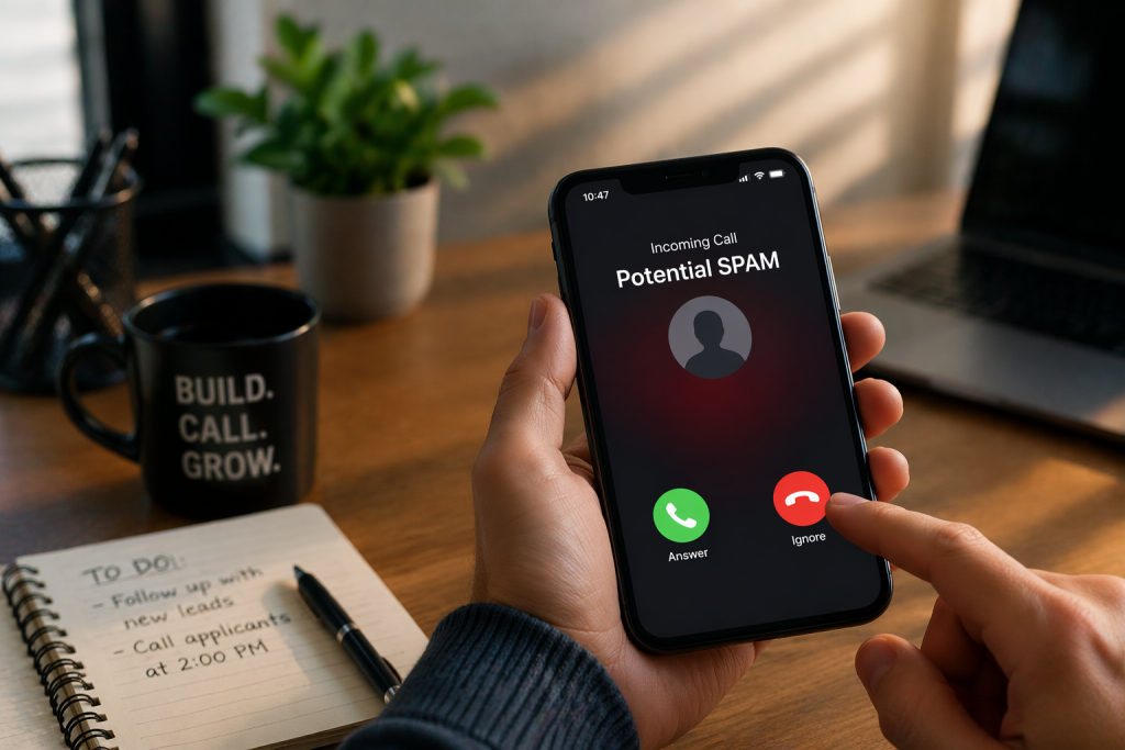 person ignoring a spam call