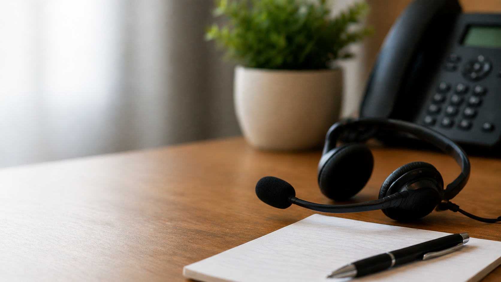 headset on a desk